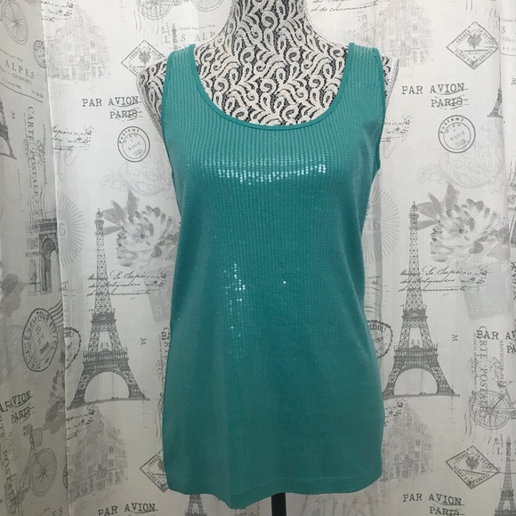 Apt. 9 Tops - Apt 9 Sequined teal tank. Large. Never worn.